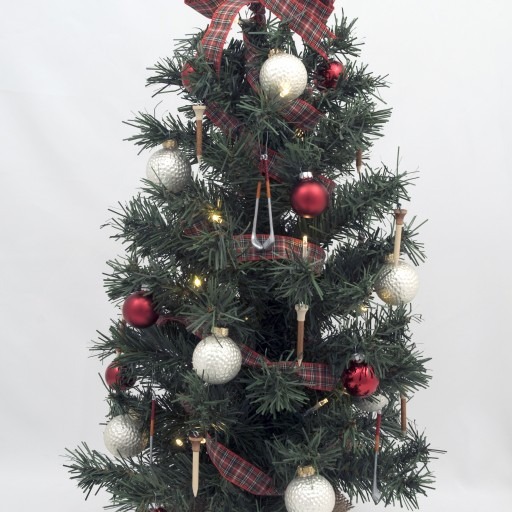 Golf Themed Green Tabletop Lighted Christmas Tree