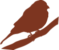 decorative brown silhouette of bird on branch