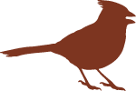 decorative brown silhouette of cardinal